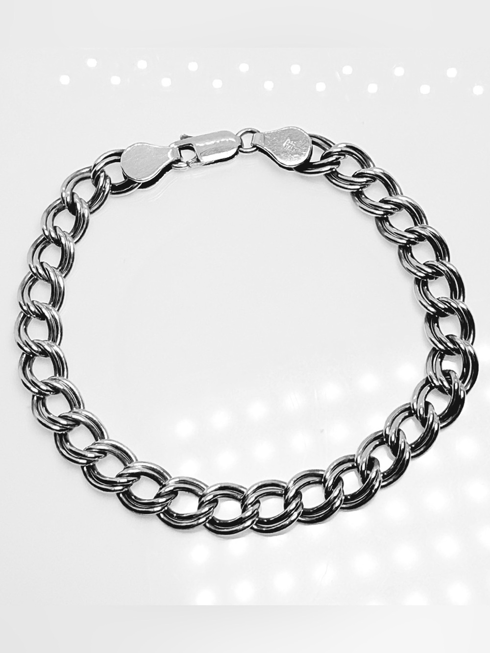 Stylish Italian 925 Sterling Silver Double Curb Link Chain Bracelet!